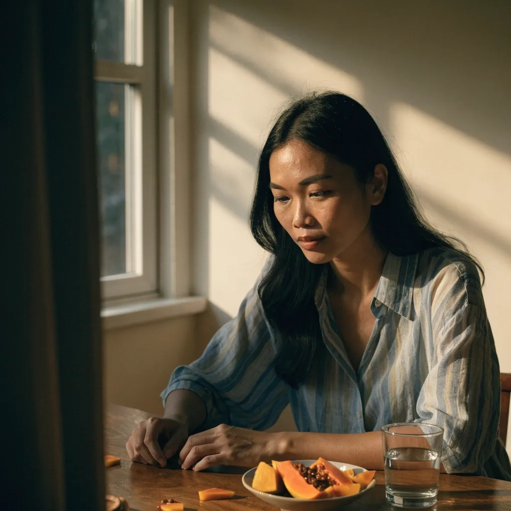 A person writing notes at a kitchen table before an online nutrition consultation